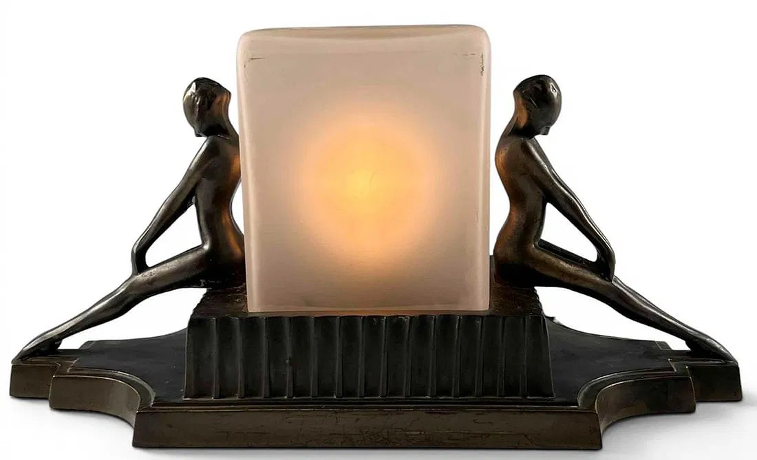 Frankart Art Deco Figural Cube Table Lamp, L254