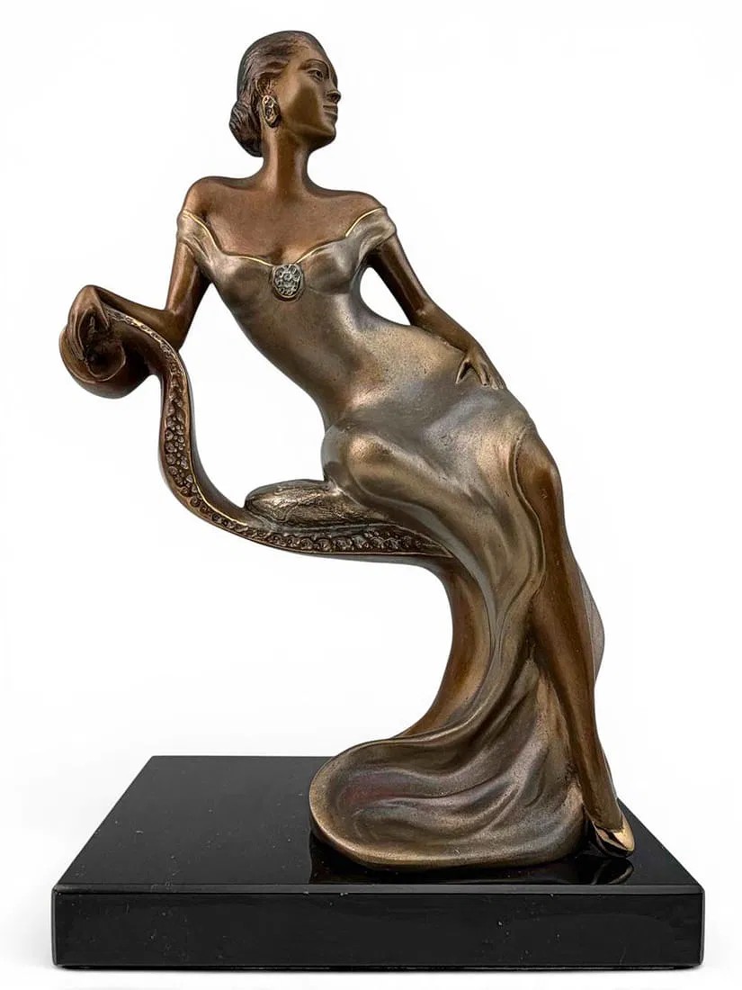 Alice Riordan (American, 20th C.), Reclining Woman, Bronze