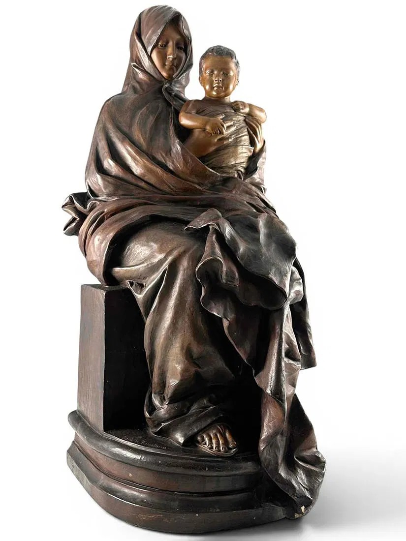 Friedrich Goldscheider (1845-1897), Virgin & Child, After Nicolo Barabino, Terracotta Sculpture