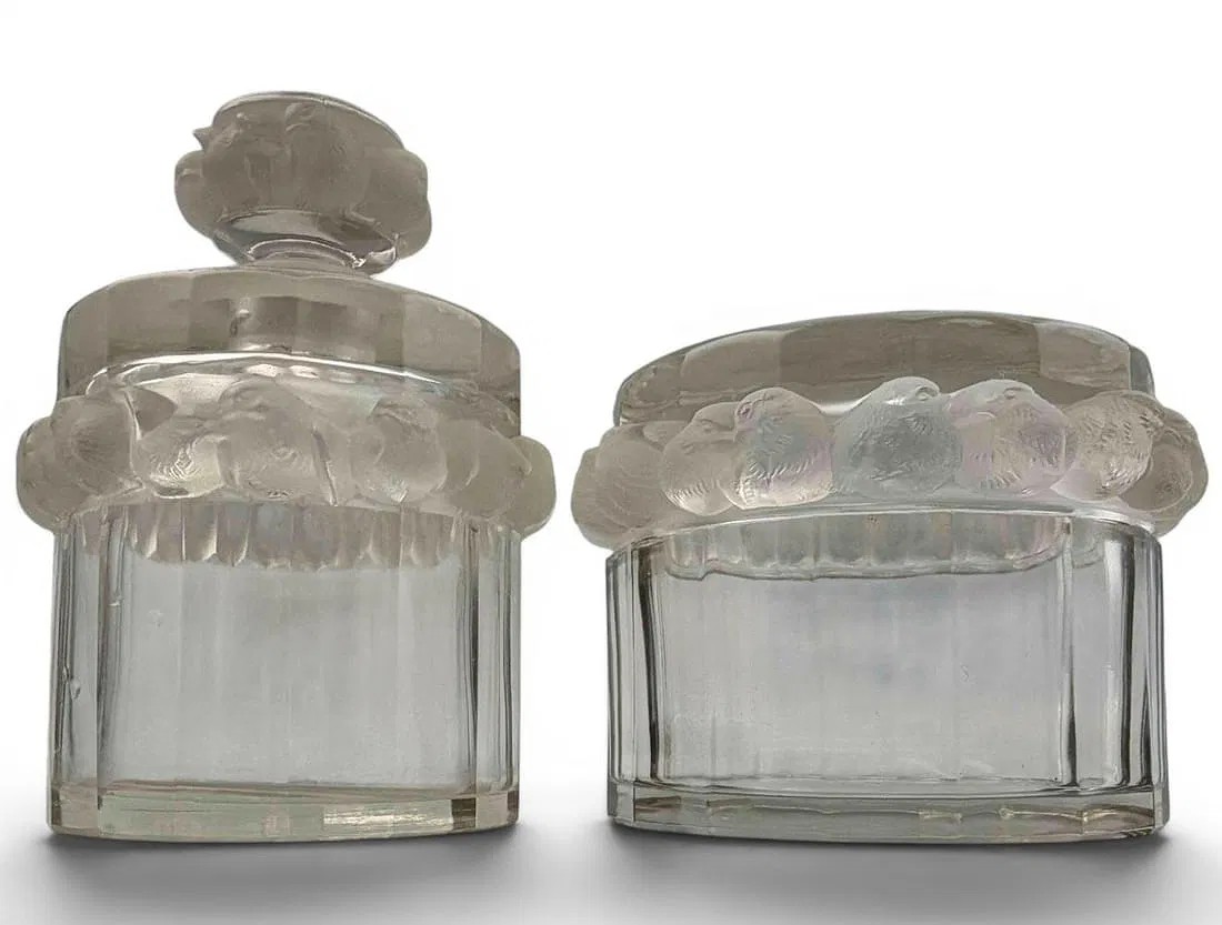 Lalique Robinson Bird Powder Box & Perfume Splash Bottle