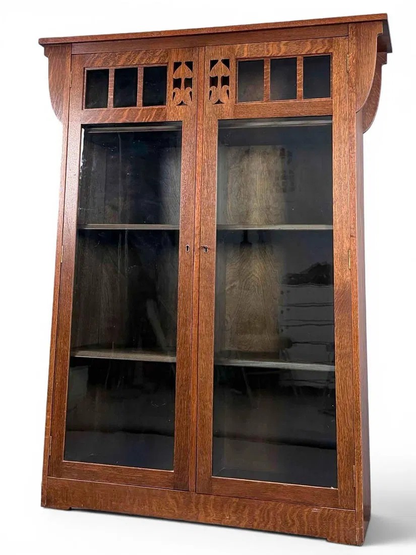 Antique Arts & Crafts Mission Oak Display Cabinet