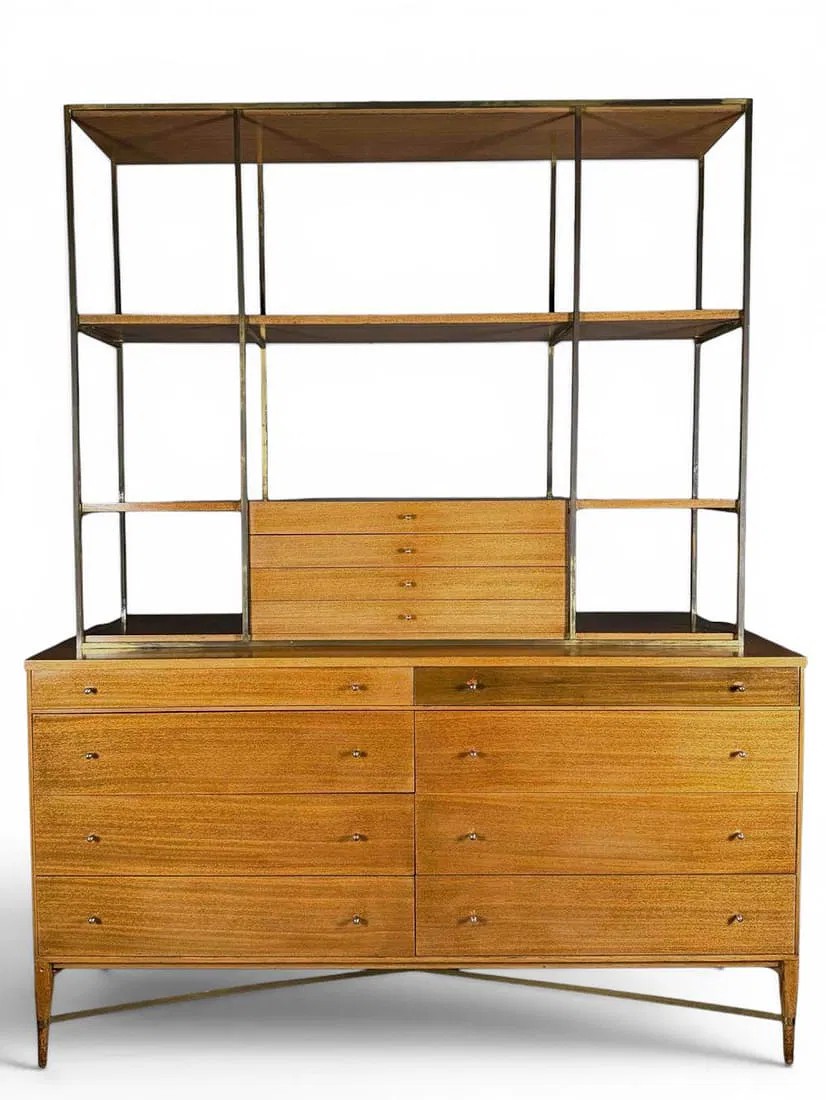 Paul McCobb For Calvin Mid-Century Modern Credenza With Etagere