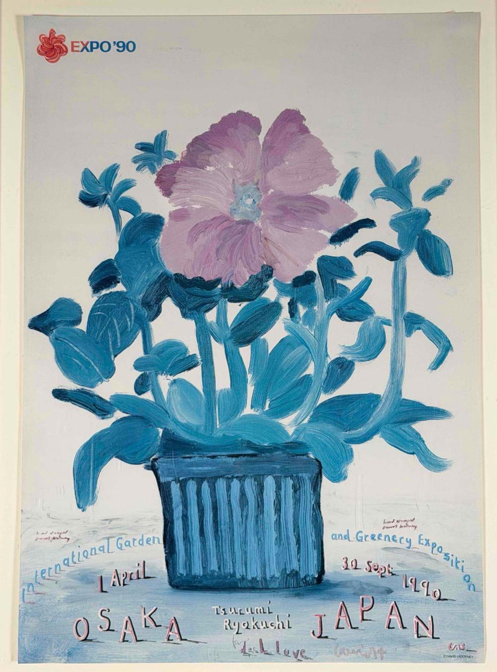David Hockney (British, 1937-2026), Signed & Hand-Embellished Expo '90 Osaka Poster