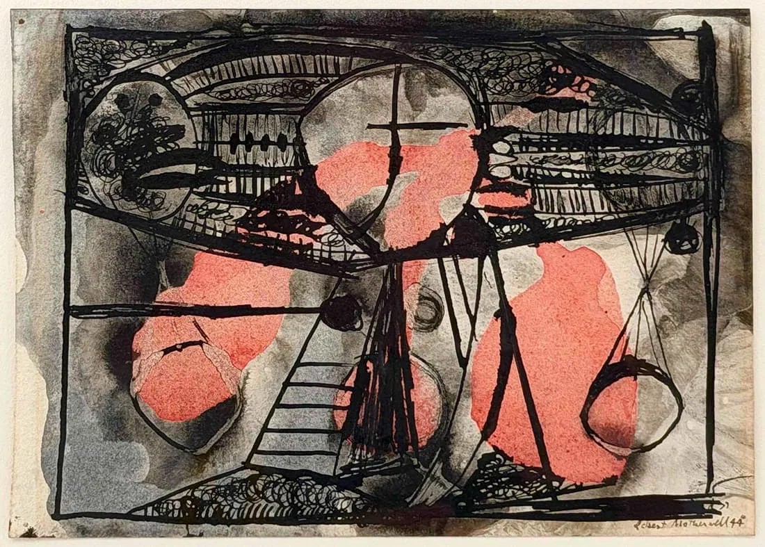 Robert Motherwell (1915-1991), Zapata Dead, 1944, Ink And Gouache Drawing
