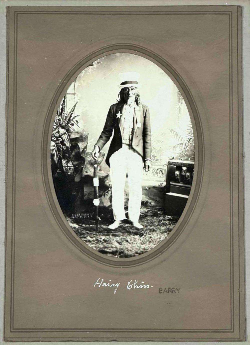 Framed Antique D.F. Barry Photograph of Chief Hairy Chin, Native American Portrait