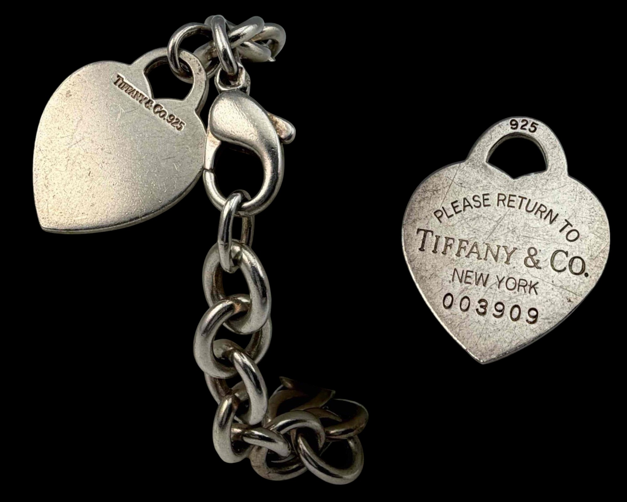Tiffany& Co. Sterling Silver Heart Tag Bracelet And "Return To Tiffany" Pendant