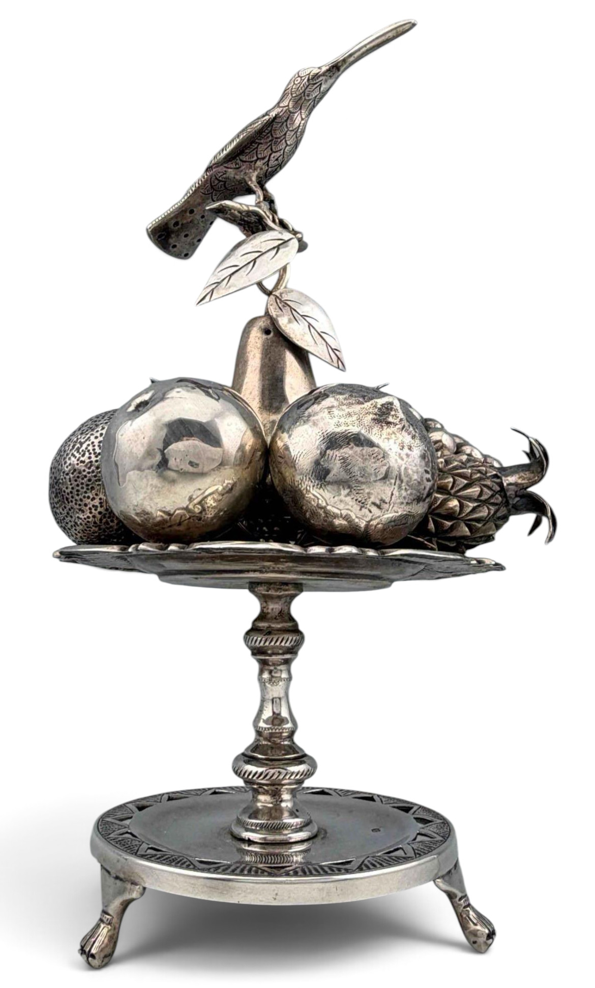 Portuguese 10 Dinheiros Silver Figural Paliteiro, 19th Century