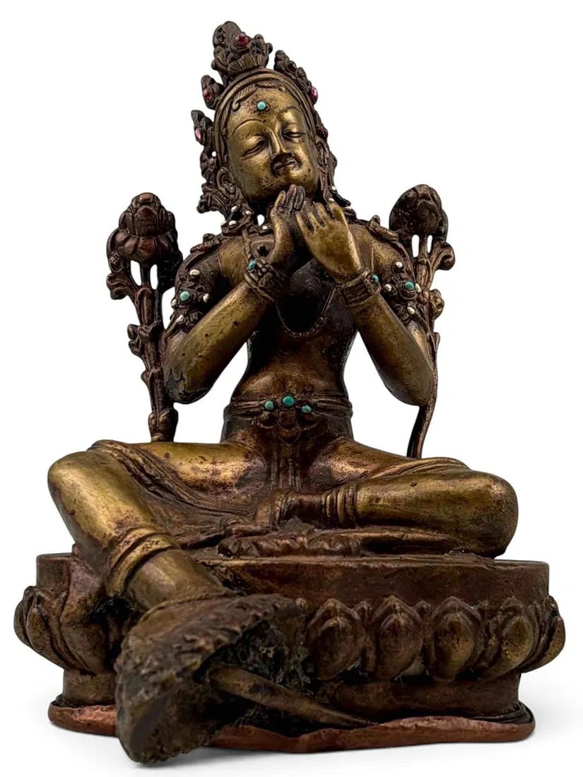 A Finely Cast Gilt BronzeTibetan Figure of Green Tara