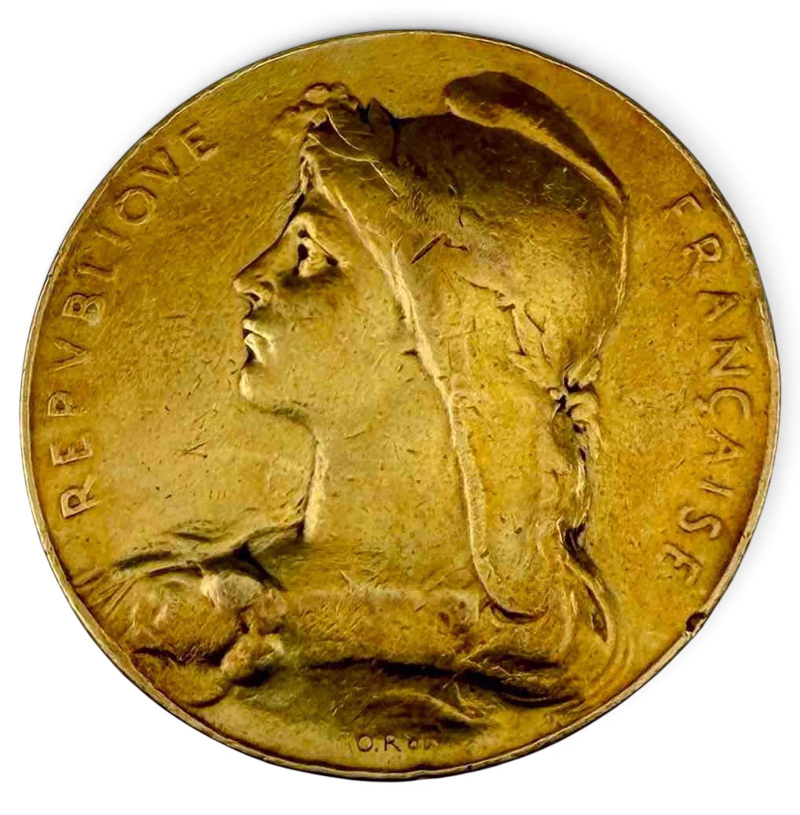 Louis-Oscar Roty, French 18K Gold Presentation Medal to E. Virgil Neal