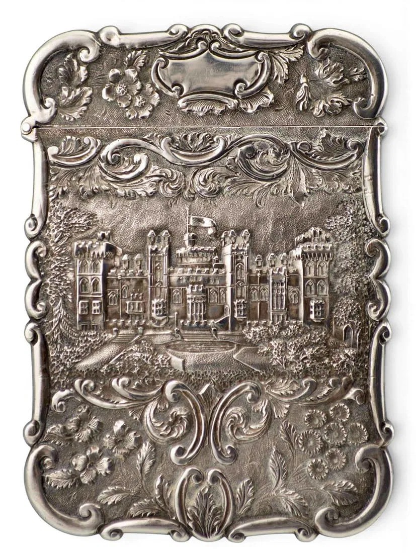 Nathaniel Mills Sterling Silver Castle Front Card Case, 1841